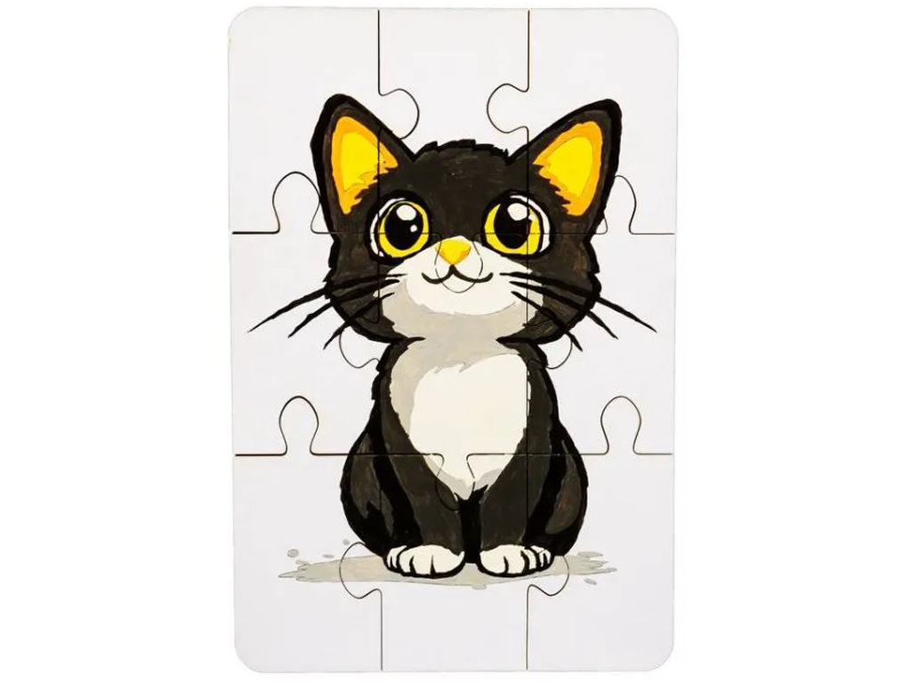 Деревянный пазл-раскраска Котик, PuzzleOk
