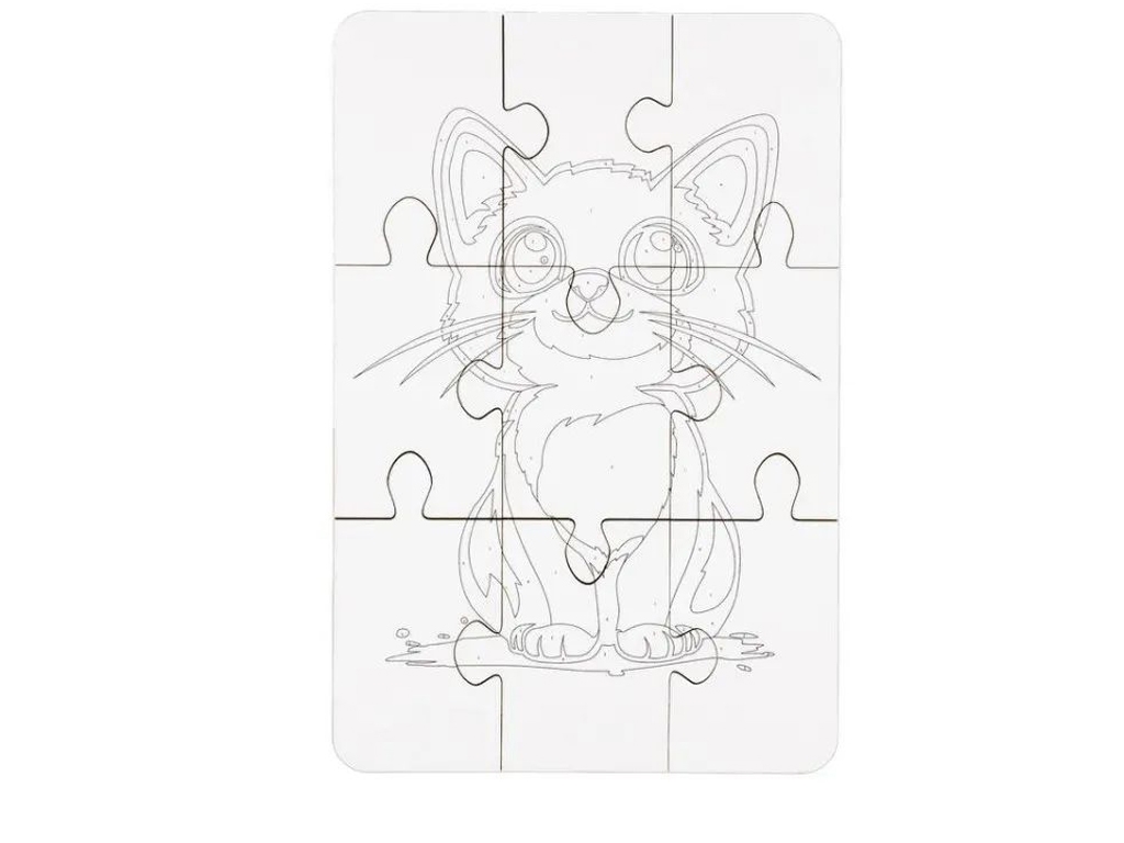 Деревянный пазл-раскраска Котик, PuzzleOk