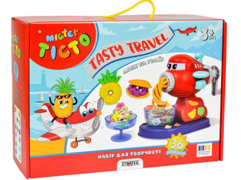 Набір для творчості тісто для ліплення Mister Tisto Tasty Travel, з апаратом та формами, Strateg