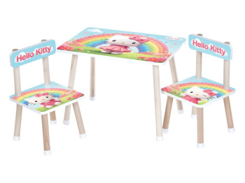 Стол детский M 501-34 Hello Kitty, с 2 стульчиками, деревянный