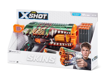 Швидкострільний бластер іграшковий X-SHOT Skins Griefer Beast Out 12 патронів. Zuru 36561A