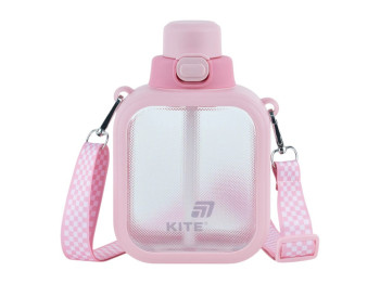 Бутылка для воды детская Kite K25-1237-3, 700 мл, розовая, квадратная форма, с лентой, Kite