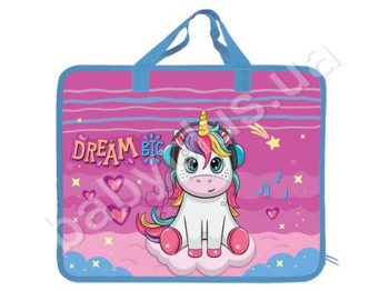 Папка пластиковая А4 с текстильными ручками,Unicorn Dreams, KIDIS 14001