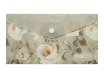Папка-конверт на кнопке DL из матового пластика, дизайн Roses