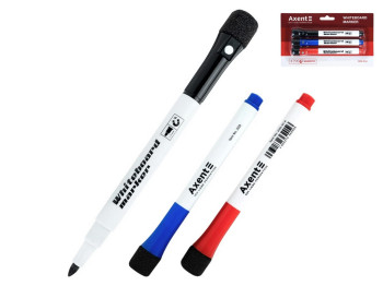 Набор маркеров для магнитной доски Axent Whiteboard Magnetic, круглые, 1-2 мм, 3 цвета