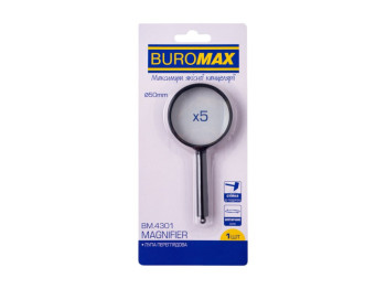Лупа BUROMAX переглядова, 5-кратне збільшення, скло, чорна