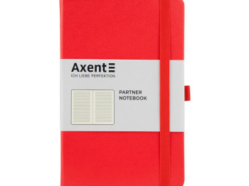Записная книжка в линию Partner A5-, 96 листов, твердая красная обложка, Axent