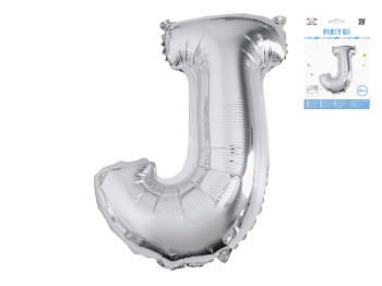 Шар фольгированная буква J Party Go 40 см, самодержащаяся форма, серебряная
