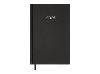 Ежедневник датированный на 2026 год, A5, 320 листов, твердый бумвиниловый переплет, черный