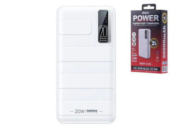 Повербанк RPP316 PD20W+QC22.5W 20m-An, Remax 541 White