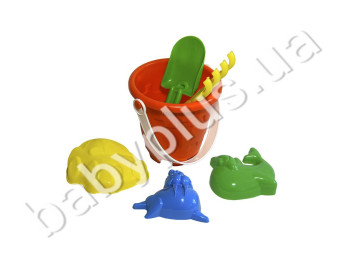 Пісочний набір лопатка, граблі, пасочки і відро Фортеця мала. Lico Toys Л-029-2