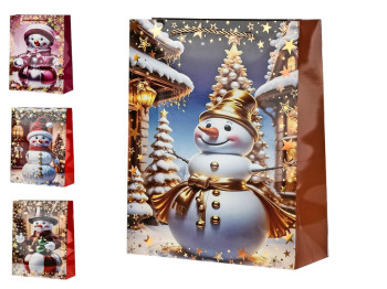 Пакет новорічний паперовий L Snowman 31х42х12см, R33006-L