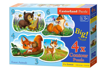 Пазли Лісові тварини, 3,4,6 і 9 елементів, Castorland