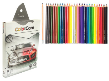 Набір кольорових олівців 36 кольорів Color Core в картонній коробці. Marco 3100-36