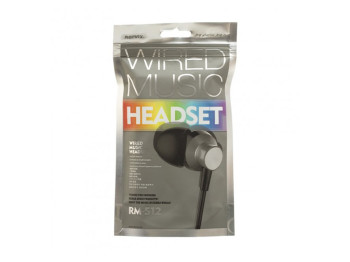Наушники проводные RM-512 Metal Wired Music Headse. Remax Black
