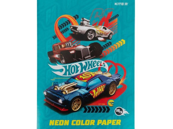 Бумага цветная неоновая Hot Wheels А4. 10 листов. 5 цветов. Kite HW21-252