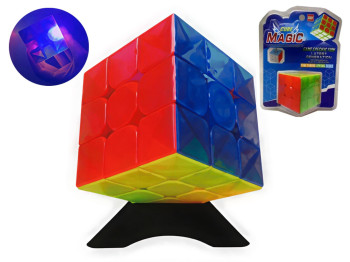 Кубик Рубика со световым эффектом Magic Cube 3x3, 5,6 см, светящийся, прозрачный.