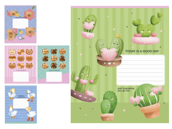 Зошит у клітинку Cactus Mood, 12 аркушів, 5 видів (ціна за 1шт), Школярик