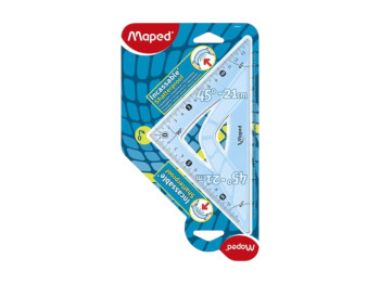 Угольник пластиковый UNBREAKABLE 45°, 21 см, ударопрочная, Maped ассорти цвета (цена за 1шт)