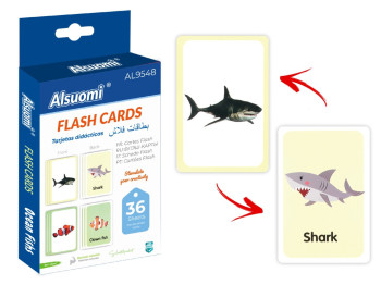 Набір навчальних карток Flash Cards морські тварини, 11,7×7,8 см, 36 шт