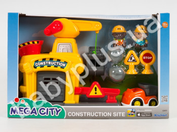 Игра Стройплощадка, кран, машинка, 2 фигурки, знаки, в кор-ке 