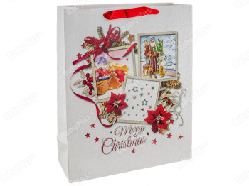 Пакет подарочный бумажный "Christmas Frame" 26х10х32см