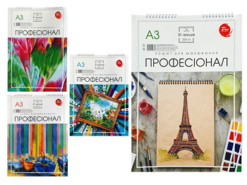 Альбом для рисования А3, 30 листов Профессионал на пружине (цена за 1шт)