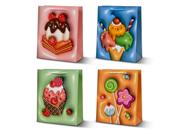 Пакет подарунковий паперовий M Sweets 3D, 26х32х12см