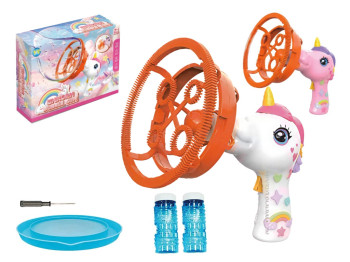 Пистолет для мыльных пузырей Unicorn Bubble Gun 25 см, пускает пузыри и светящийся, 2 вида