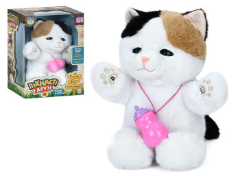 Мягкая интерактивная игрушка Котенок Cute Furry 32 см, реагирует на бутылочку, Limo Toy