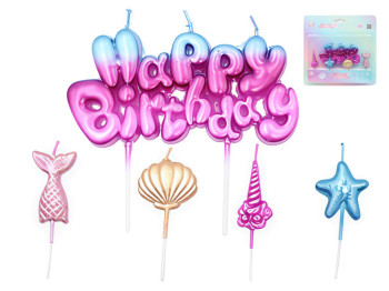 Набор свечей для торта "Happy Birthday", градиент, морская тематика, 5 шт