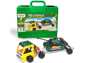 Конструктор металлический с мотором MECHANIX Тягач, 353 элемента, 5 моделей, ZEPHYR