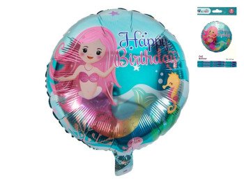 Фольгированный воздушный шарик Happy Birthday Русалка 53×47 см