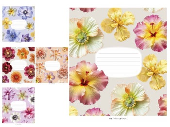 Зошит у лінію 018-3632L Flowers Stories Star, 18 арк., ВД-лак, 5 видів (ціна за 1шт),Школярик