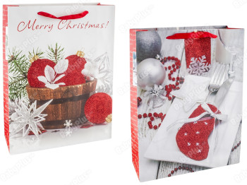 Пакет подарунковий паперовий Christmas Gift 30х11х40