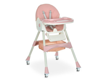 Стульчик для кормления, M 6302 Pink, складной, 5-точечные ремни, розовый, Bambi