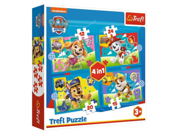 Пазлы Trefl Paw Patrol Запуск щенков 4 в 1, 12+15+20+24 элемента