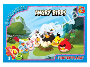 Пазлы картонные, 70 эл, формат А4 Angry Birds