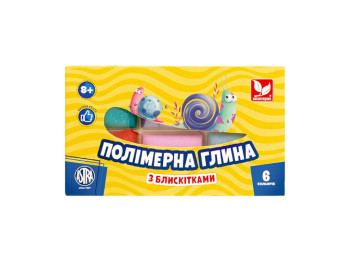 Полімерна глина з блискітками 6 кольорів