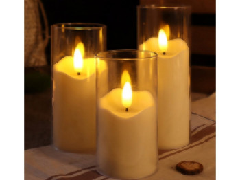 Свічка декоративна на батарейках, 12,5 см, у скляному плафоні з підсвіткою (ціна за 1шт)