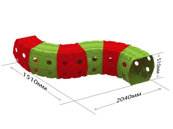 Тоннель. 6 секций. TM Doloni 01472-3. КРАСНО-ЗЕЛЕНЫЙ.