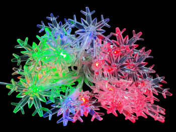 Гирлянда светодиодная Snowflakes 3м цветная 20led, 2AA+USB, R95869-C