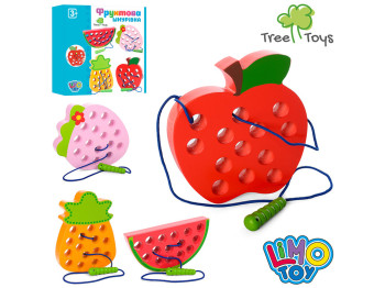 Деревянная игрушка Шнуровка фрукты. Tree Toys MD 1228