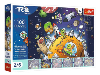 Пазлы Trefl UFT Treflik Family Трефлик в космосе, 100 элементов