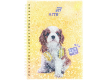 Блокнот на спіралі Studio Pets, А5, 80 аркушів, клітинка, пластикова обкладинка, Kite