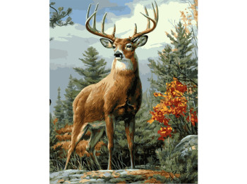 Набор для росписи по номерам величественный олень, размером 40х50 см. Strateg VA-2070