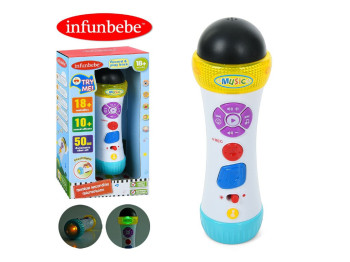 Детский микрофон LS7810, музыкальный со светом и записью, Infunbebe