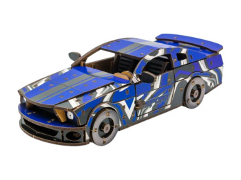 Дерев’яний 3D конструктор модель автомобіля Muscle Car GT, 24 см, збірна модель, PuzzleOk