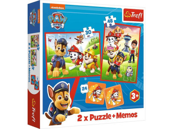 Пазл-гра 2 в 1 Trefl Paw Patrol Собачий упряж у дії з грою Memo