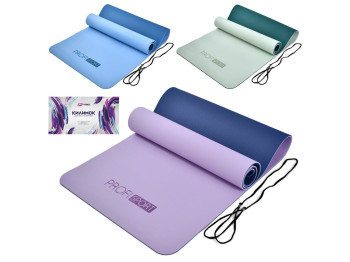 Коврик для йоги двухсторонний MS 0613-26, 183 см, толщина 0,6 см, ремешок, BabyToys